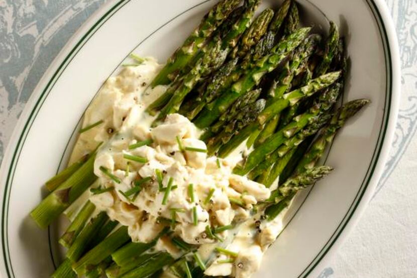 
While unadorned asparagus is undeniably great with steak, Asparagus With Crab Hollandaise...