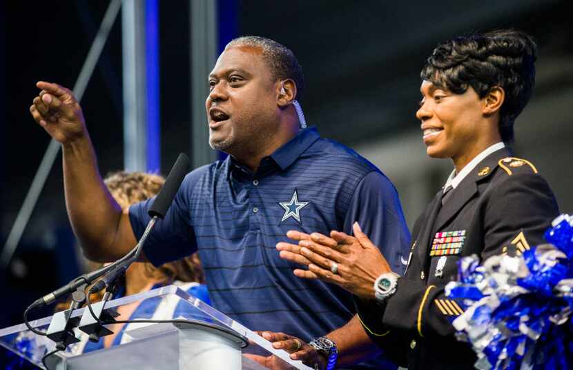 Former Dallas Cowboys free safety George Teague and winner of the Dallas Cowboys Military...