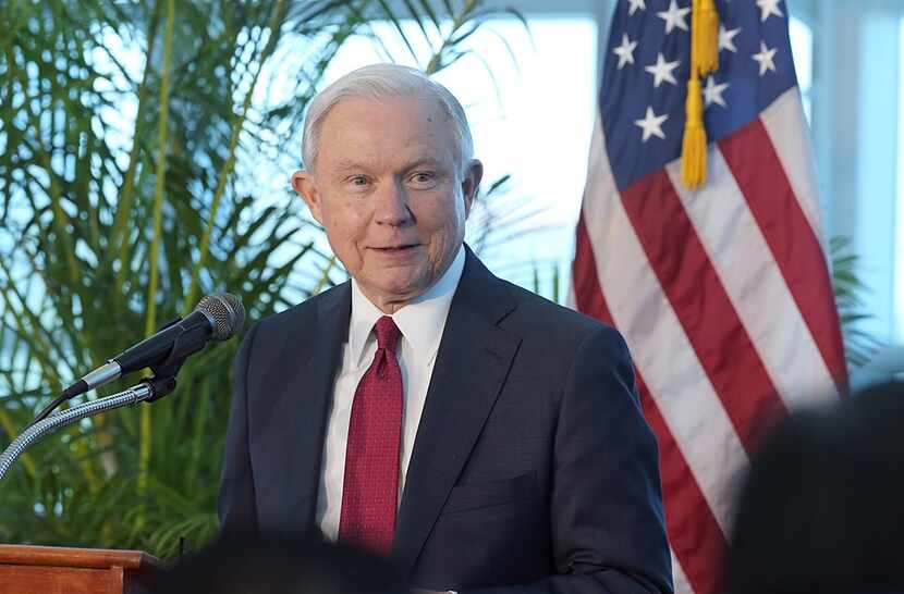 Attorney General Jeff Sessions at Port of Miami Terminal E, on Aug. 16, 2017. 