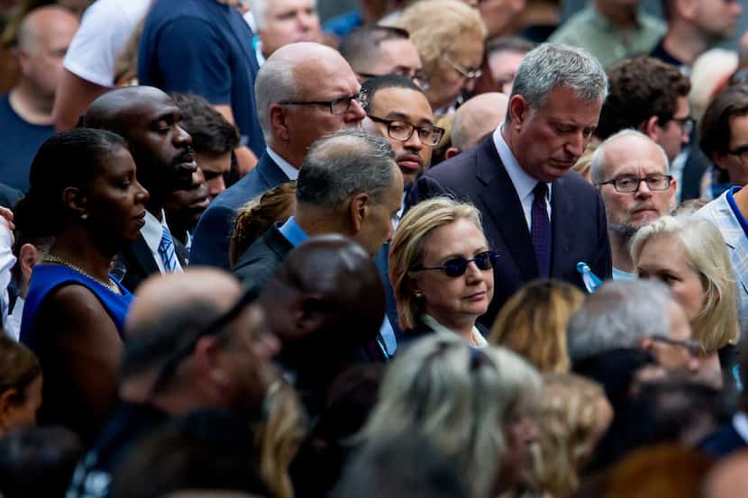 Sen. Chuck Schumer (D-N.Y), left, Democratic presidential candidate Hillary Clinton and New...