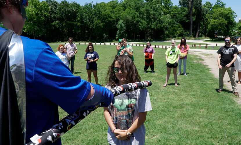 Camp Carter staff member Taj Carden gets her camp name "Mahal" during training. The expense...