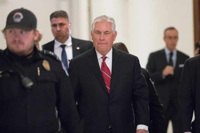 Secretary of State-designate Rex Tillerson arrives for a meeting with Senate Foreign...