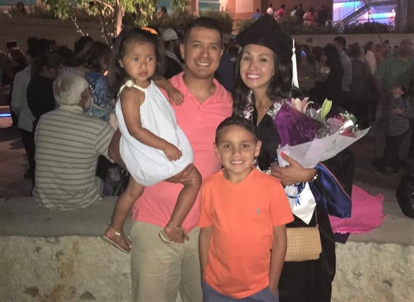 Kristy Hoover and DPD Officer Patrick Zamarripa with their daughter Lyncoln and Hoover's son...