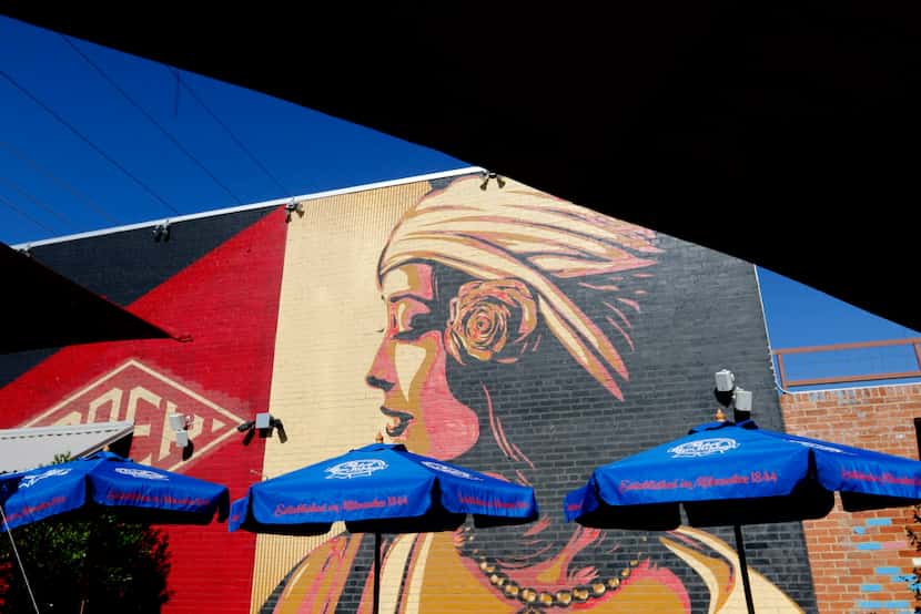 A mural on Off-Site kitchen's exterior was painted by graffiti artist Shepard Fairey.