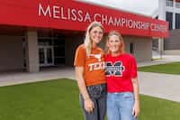 Melissa softball player Caigan Crabtree (left) stands with her mother and Melissa softball...