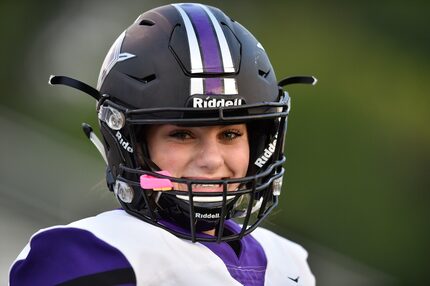 Independence kicker Brooke Cohen (99) watches her team play against opponent, Denton, at...