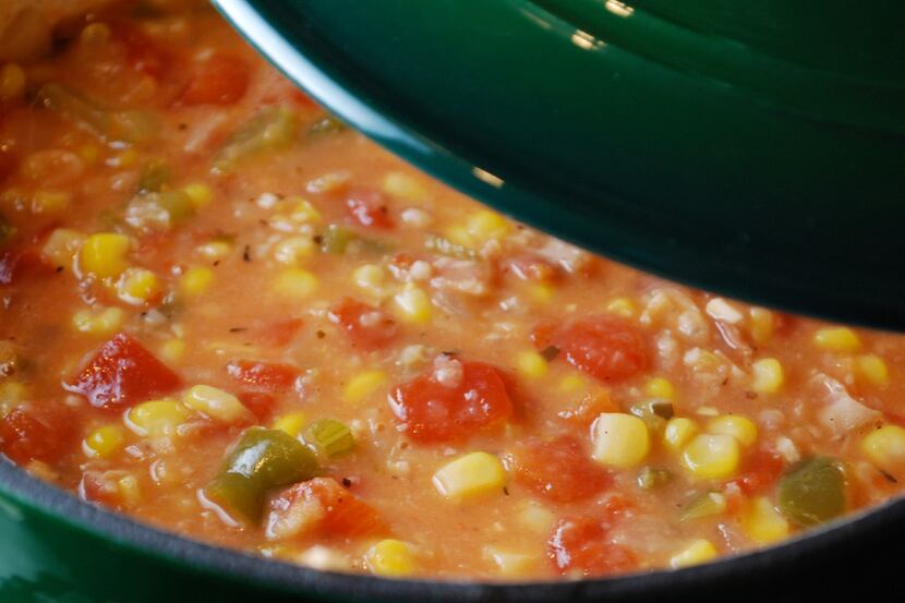 Faux Maque Choux (Cajun Corn and Tomato Stew) for Kitchen Scoop