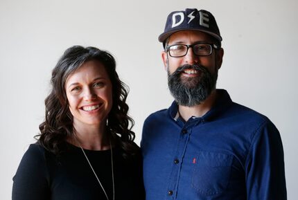 Co-pastors Rachel and Joel Triska at the Life in Deep Ellum building. 