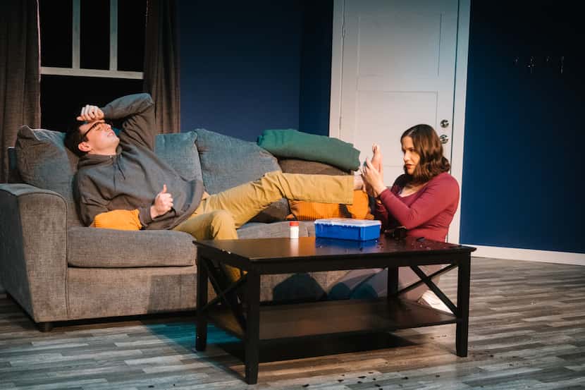 Jo (Caitlin Chapa) tends to boyfriend Peter (Mac Welch) in Echo Theatre's production of...