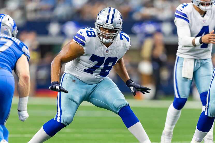 FILE - Dallas Cowboys offensive tackle Terence Steele (78) plays during an NFL football game...