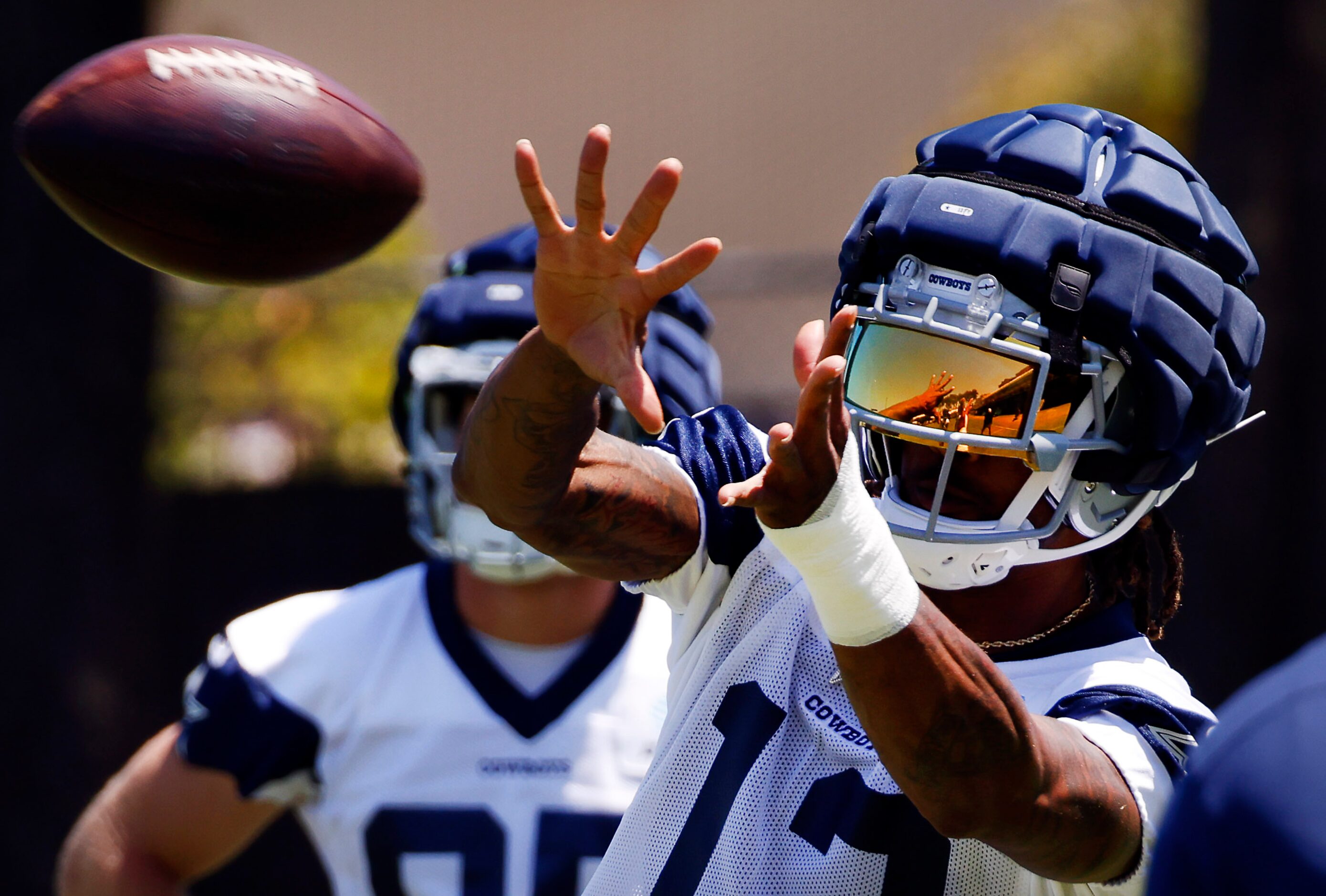 Dallas Cowboys wide receiver Tyron Billy-Johnson (13) pulls in a pass during a training camp...