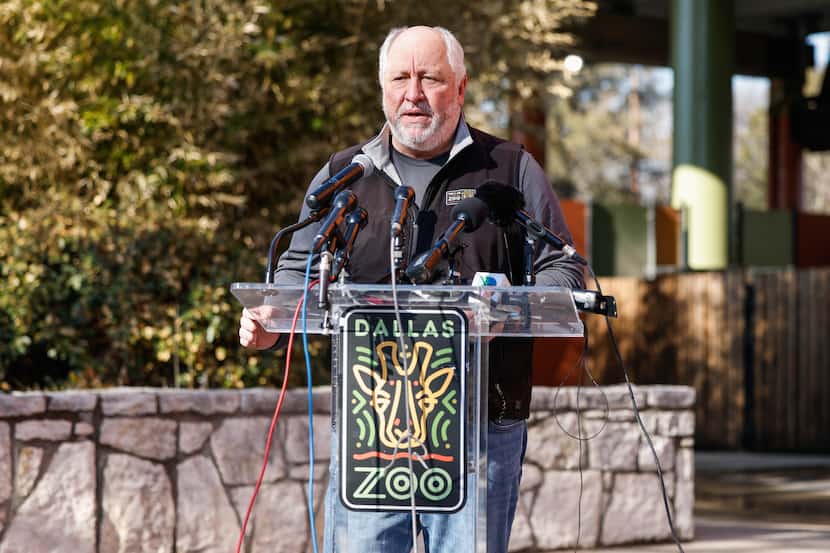 Gregg Hudson, Dallas Zoo president and CEO, during a news conference at the Dallas Zoo on...