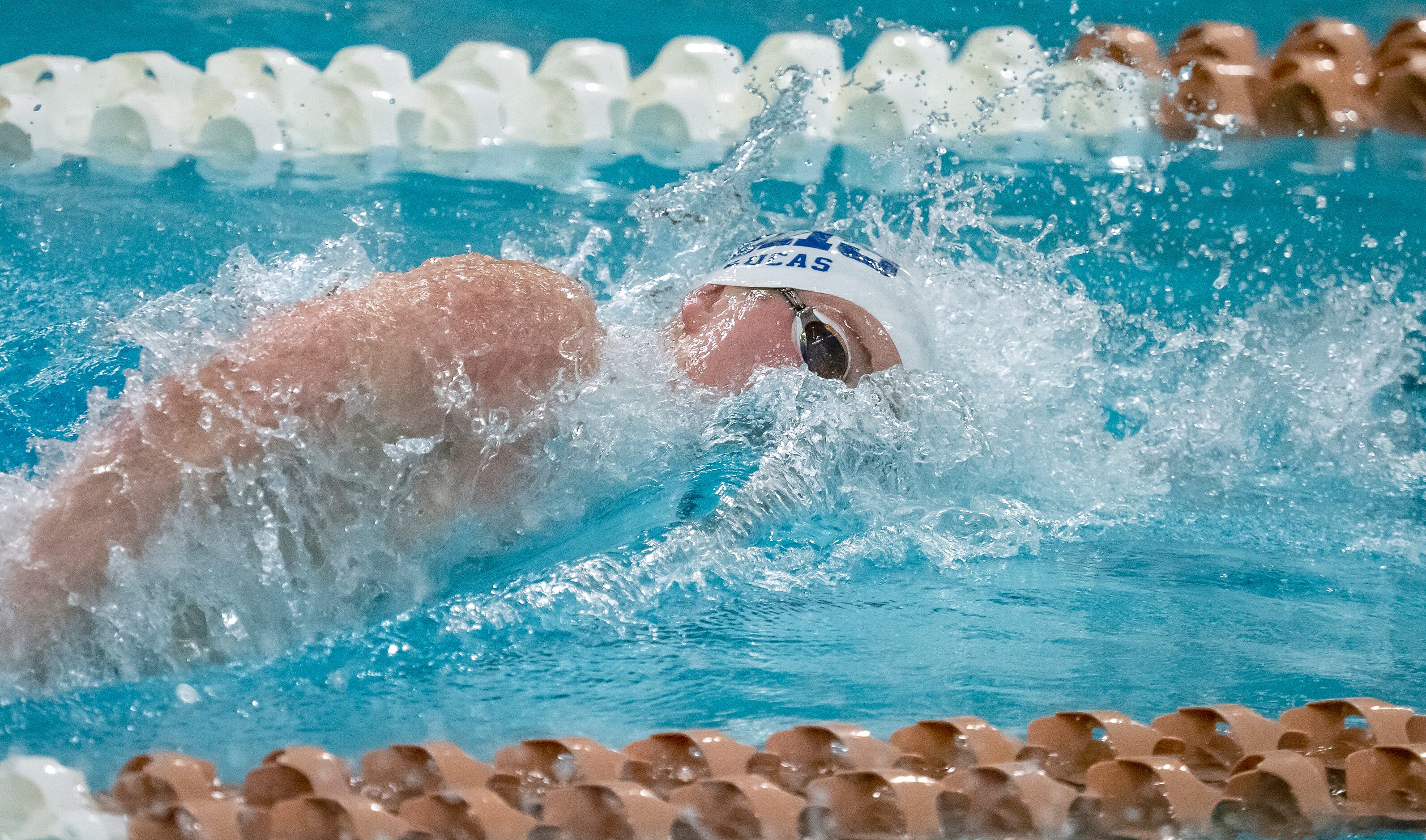 Keller’s Cooper Lucas, competes in the 200 freestyle during the 2023 UIL Swim & Dive State...