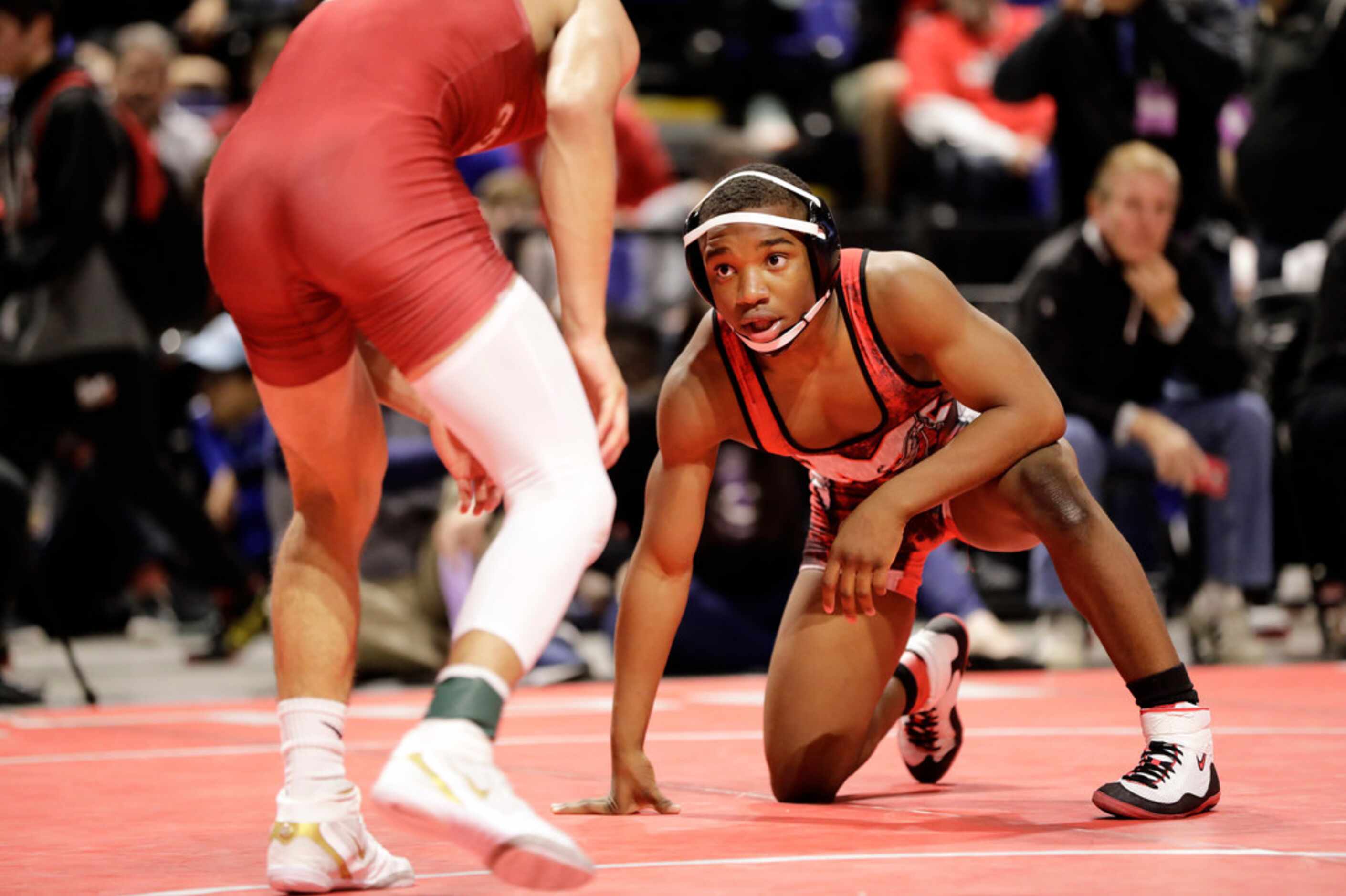 Donovan Whitted of Arlington Martin wrestles during the UIL Texas State Wrestling...