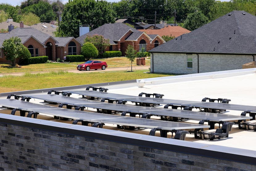 Solar panels cover part of Hawk and Ji Jung’s roof in Frisco.