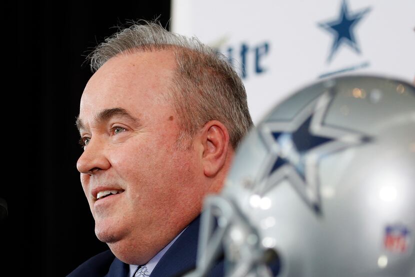 FILE — Dallas Cowboys new head coach Mike McCarthy speaks during a press conference...