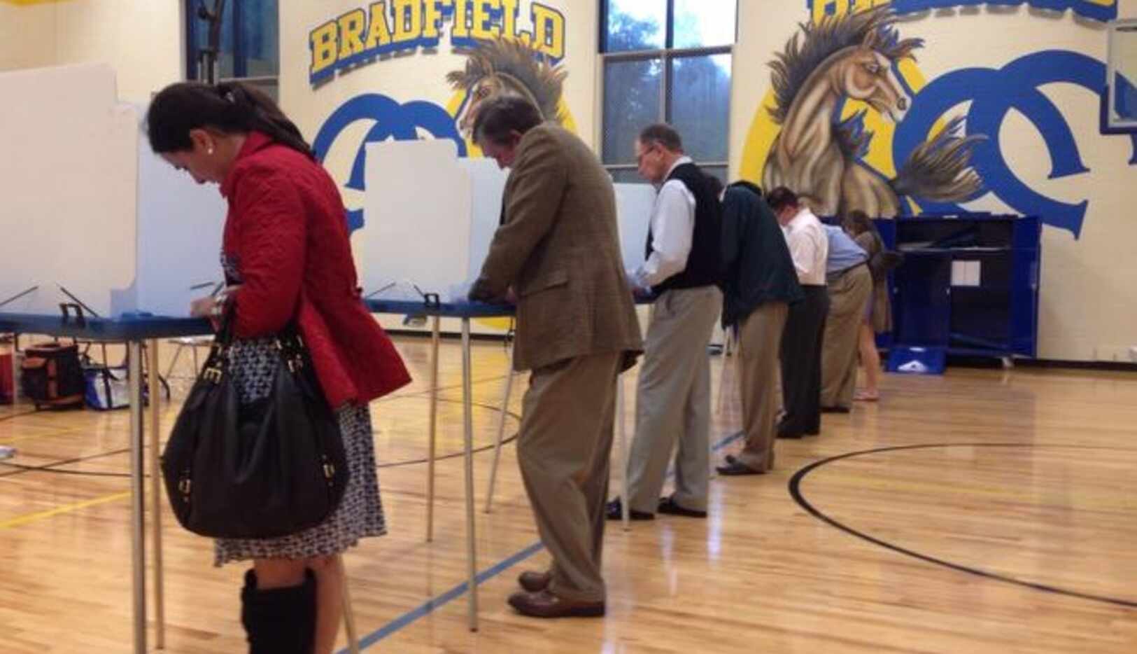 Votantes que residen en el condado de Dallas sufragan en la primaria Bradfield de Highland...