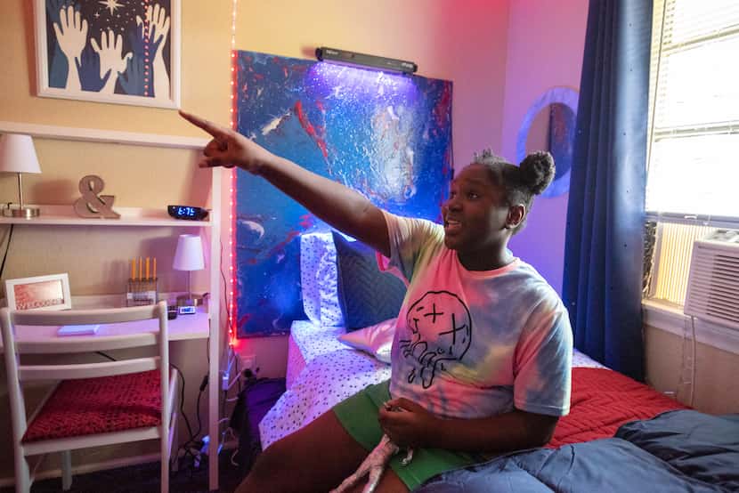 D'Arie Bobb's newly redecorated bedroom includes nods to the 9-year-old's love of rainbows...