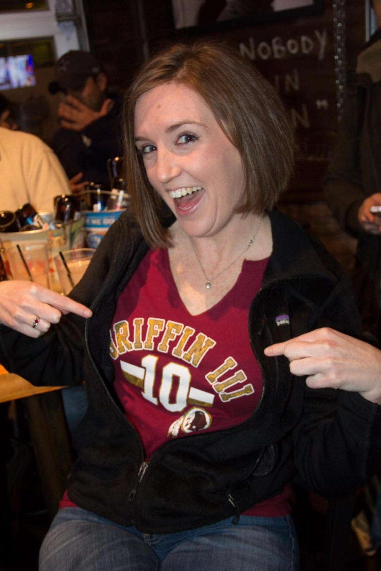 Baylor alum Mo Harpole show off who she is rooting for at the Cowboys Redskins watching...