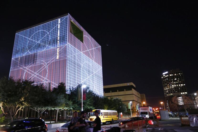 A grid used to align images for projection — which is not part of the artwork — is shown on...