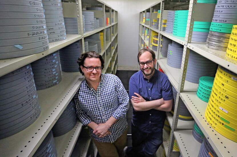 Curator Jeremy Spracklen and assistant curator Scott Martin in the 50-degree film vault...