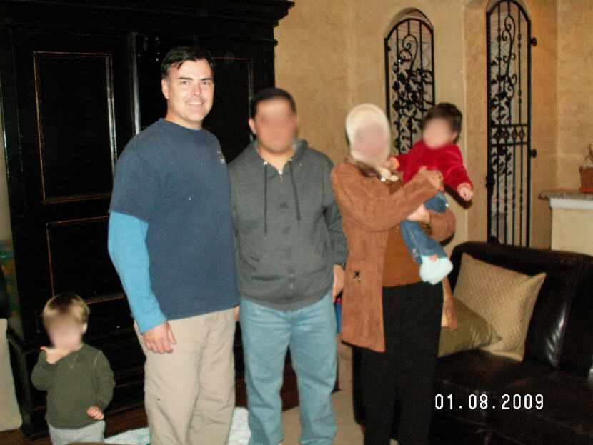 Vaught with Huthaifa, another Iraqi translator, and his family at Vaught's East Dallas home.