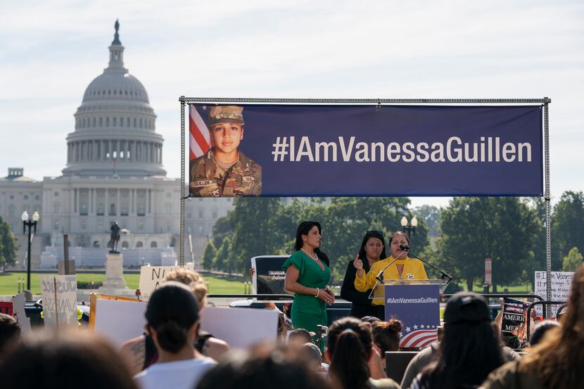 FILE - In this July 30, 2020, file photo slain Army Spc. Vanessa Guillen's mother Gloria...