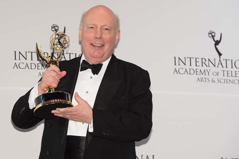 The Founders Award recipient Julian Fellowes poses at  the 43rd International Emmy Awards at...