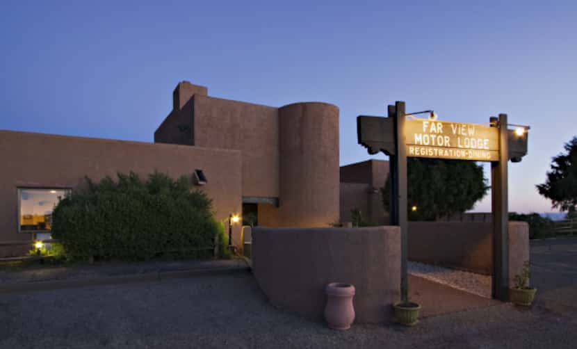 Simple pueblo architecture complements beautiful vistas from Far View Lodge, Mesa Verde...