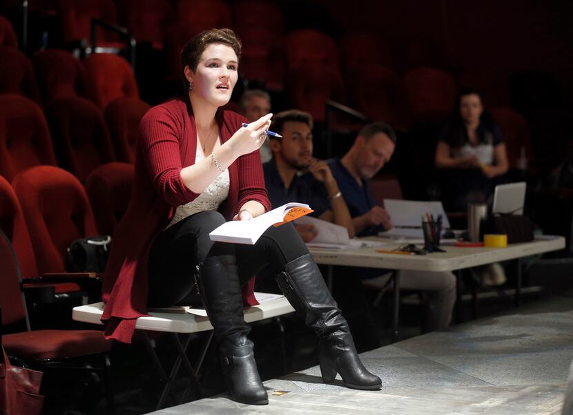 Clare Shaffer directs actresses during a rehearsal of A Doll's House, Part 2 at Stage West...