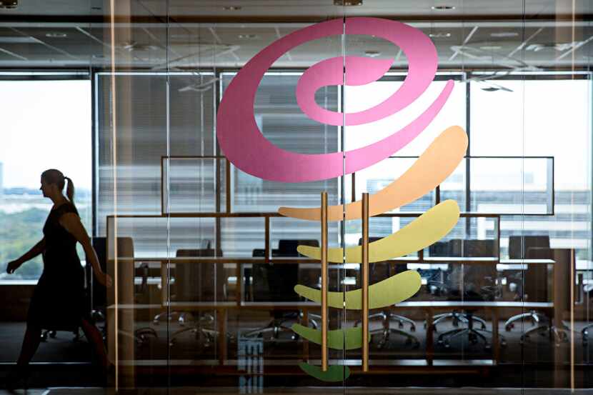The logo for Jamba Juice is seen on the door to the company's new corporate headquarters...