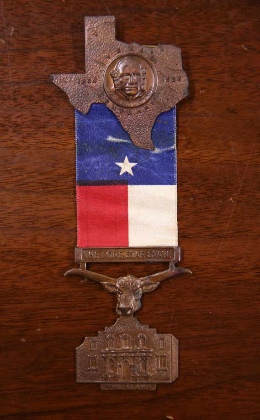 A souvenir pin from the Texas Centennial Exposition in 1936.