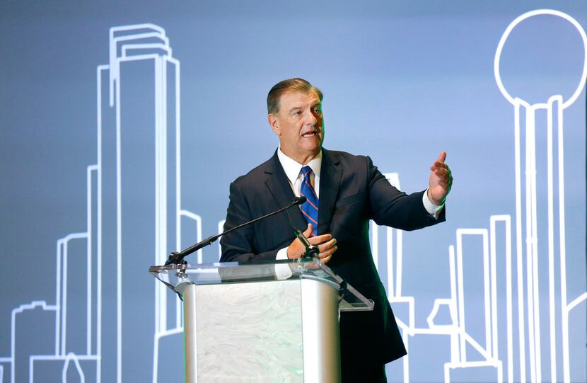 Mayor Mike Rawlings spoke to students during the the 11th Annual Mayor's Intern Fellows...