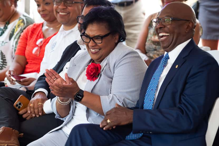 State Rep. Toni Rose (left), daughter of the late Judge Charles R. Rose, and Dallas City...