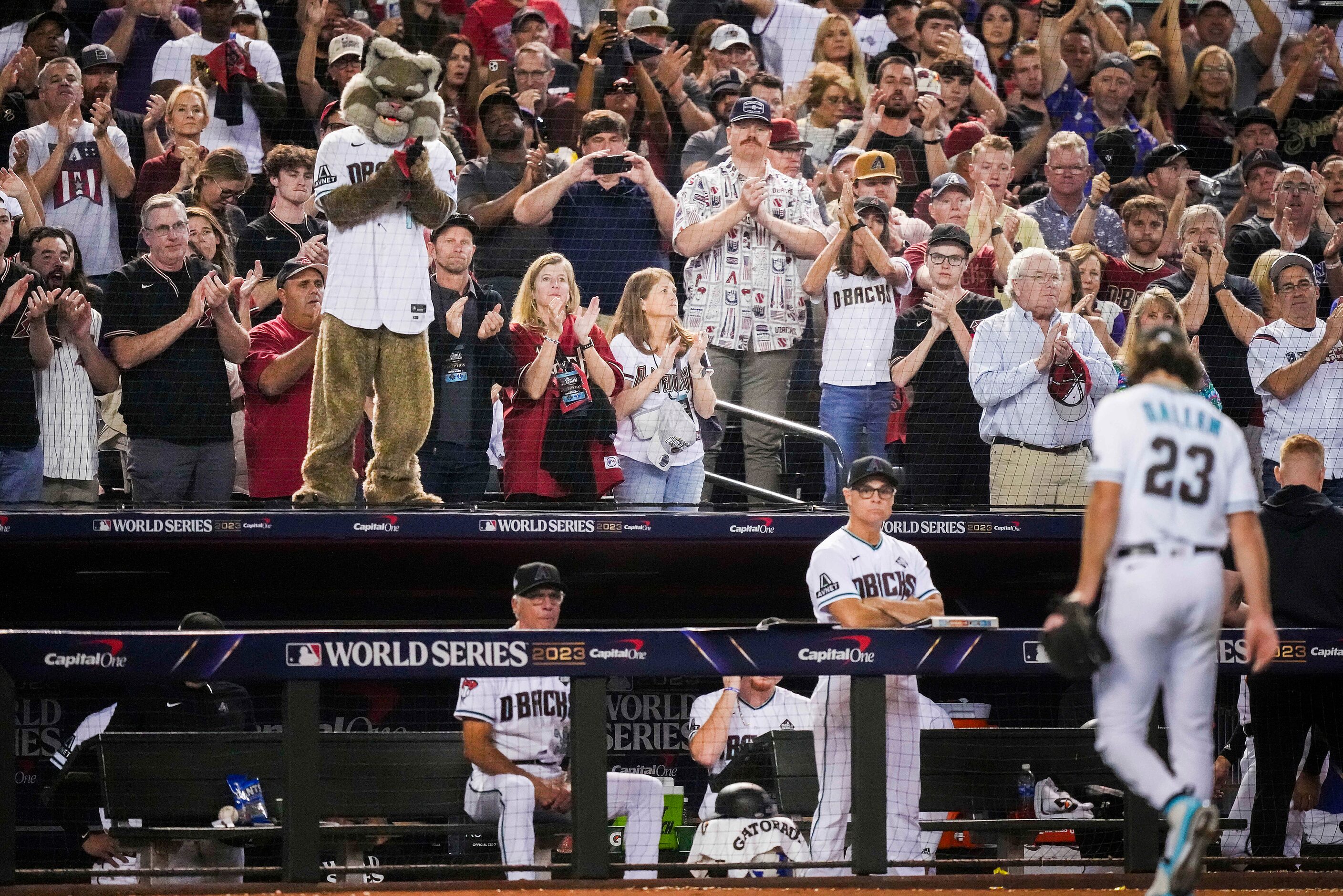 Fans cheer for Arizona Diamondbacks starting pitcher Zac Gallen (23) after he is relieved...