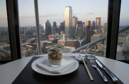 Here's the view from on high, at Five Sixty by Wolfgang Puck in downtown Dallas.