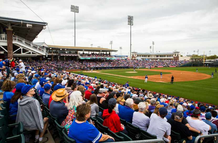 The Texas Rangers took on the Chicago Cubs in a nearly sold out spring training game at the...