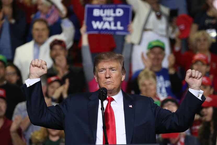 President Donald Trump speaks during a rally at the  El Paso County Coliseum on February 11,...