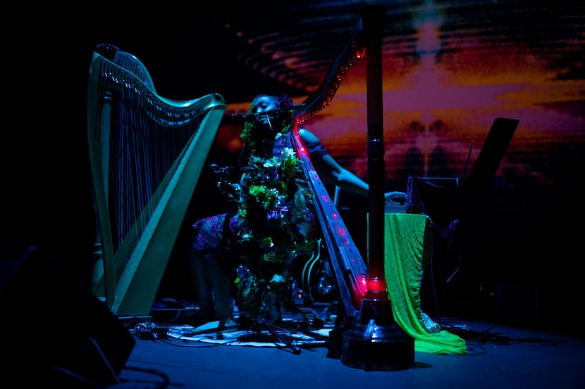 Jess Garland performs the "Luminescence" show on three harps, one of which is a 3-D printed...