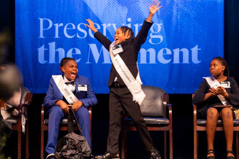 Aiden Body, a fourth grade student at T.L. Marsalis Elementary School, gets up as he is...