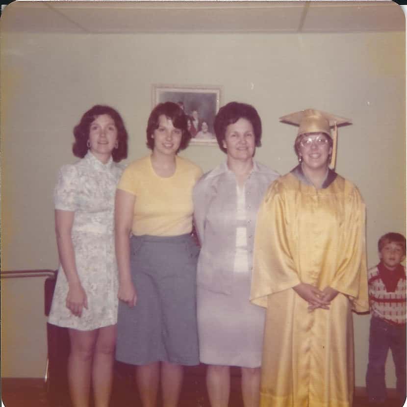 Barbara Fay Villarreal (right) poses on her high school graduation day with (left to right)...