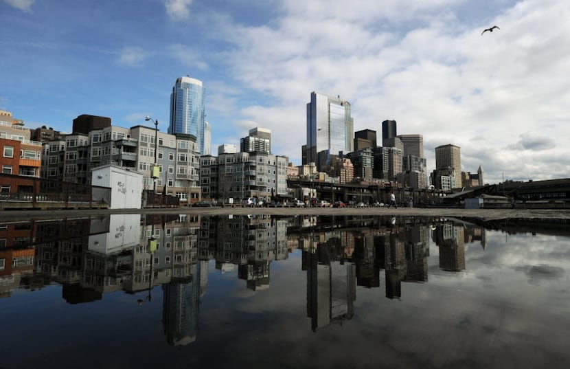 View of the skyline in the city of Seattle, Washington state on March 22, 2011.  Seattle is...