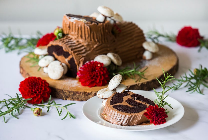 A chocolate espresso buche de noel 