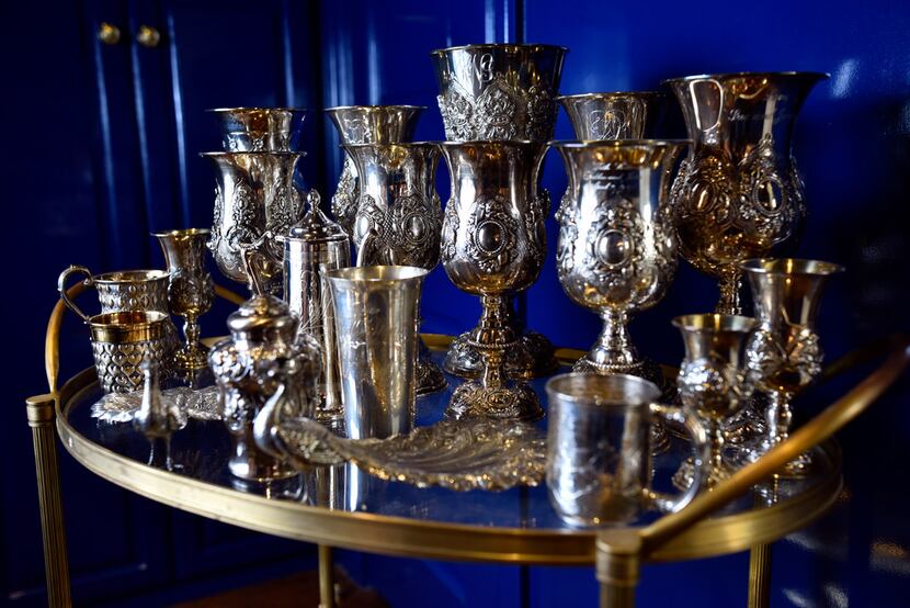 The collection of silver chalices celebrates major milestones in Whitman's life.  