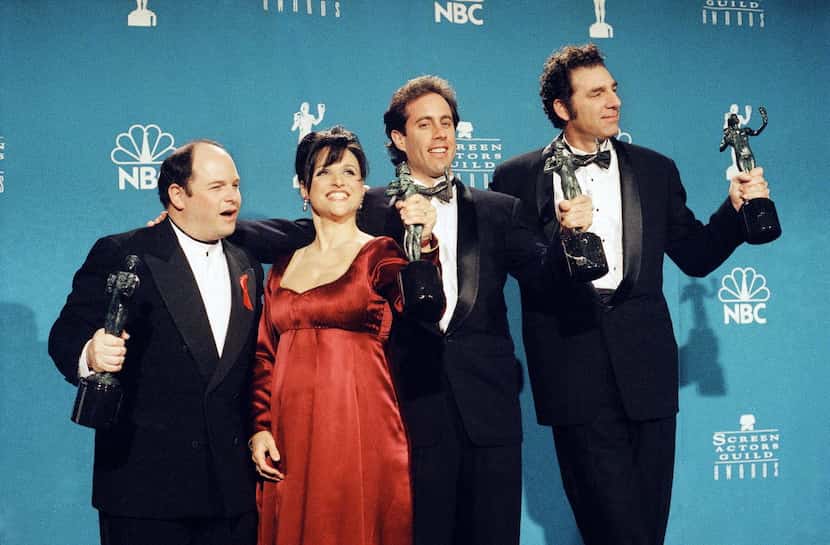 Seinfeld cast members, from left, Jason Alexander, Julia Louis-Dreyfus, Jerry Seinfeld and...