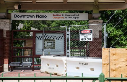 Construction is seen at the downtown Plano DART station.