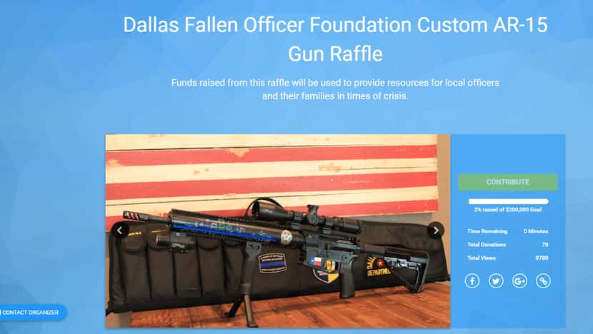 A screenshot of the website for a custom-made AR-15 gun raffle that Mark Fredde organized to...