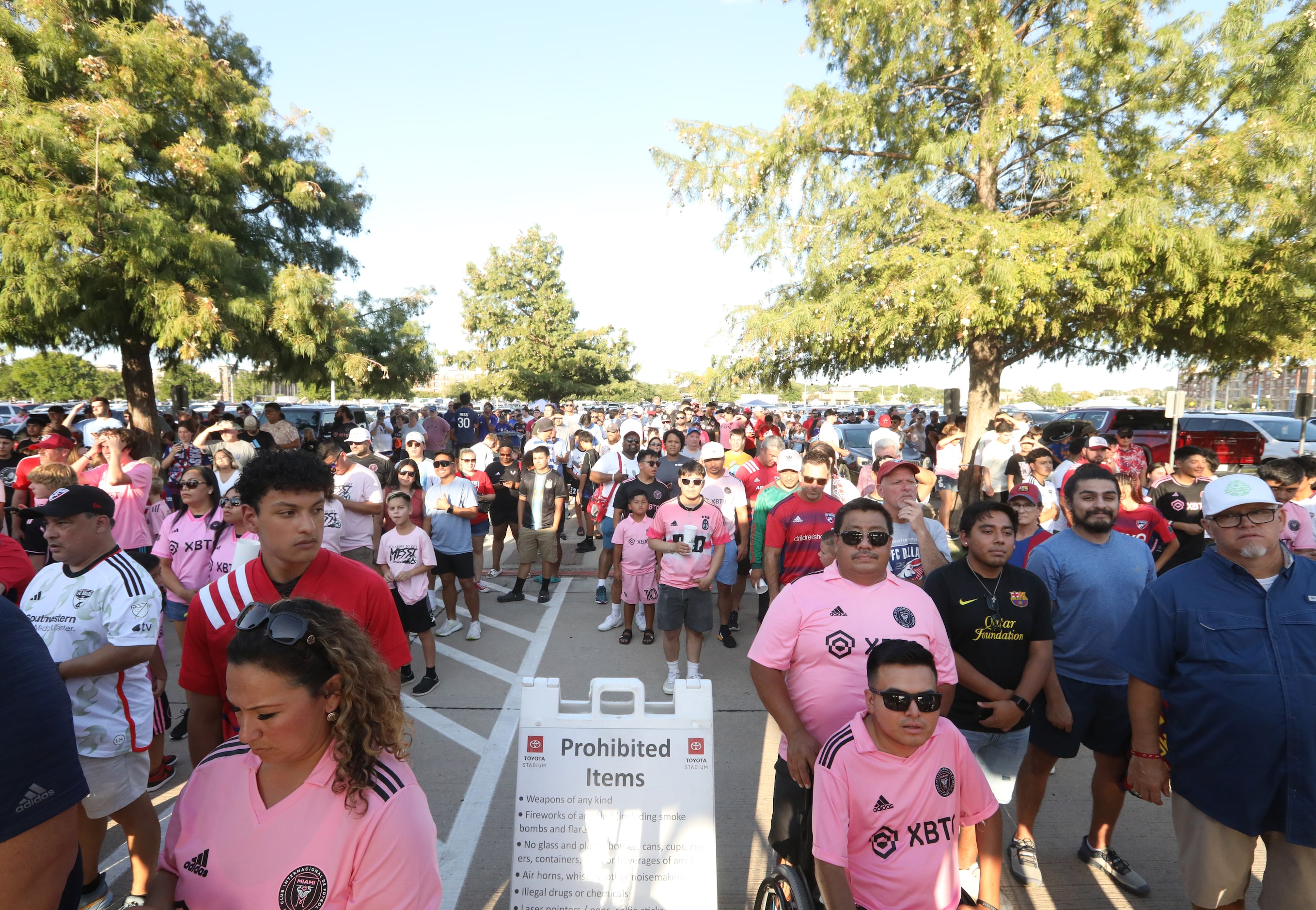 Fans wait for the gates to open for an FC Dallas game at Toyota Stadium in Frisco, TX, on...