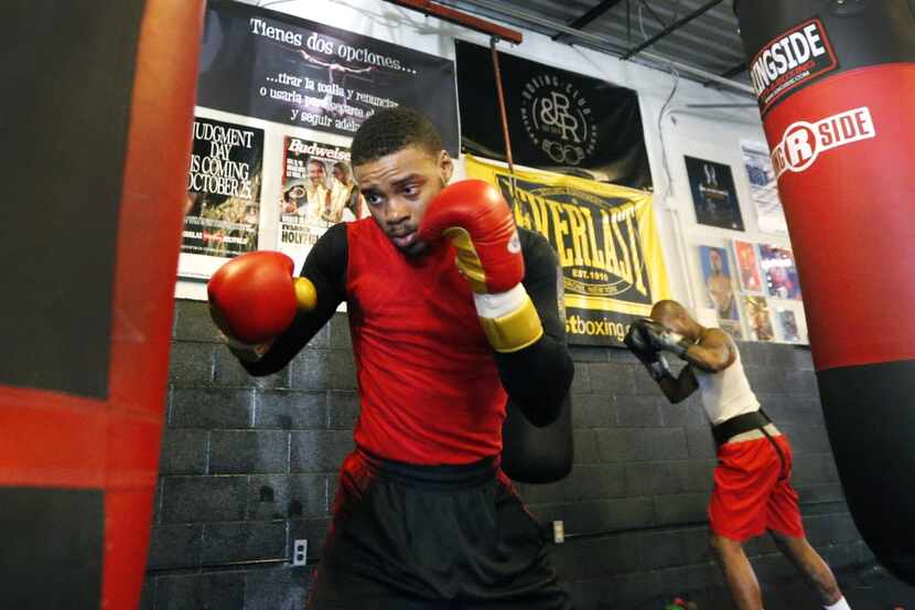Local boxer Errol Spence Jr. is pictured while training at the Boxing Gym in Dallas, in...