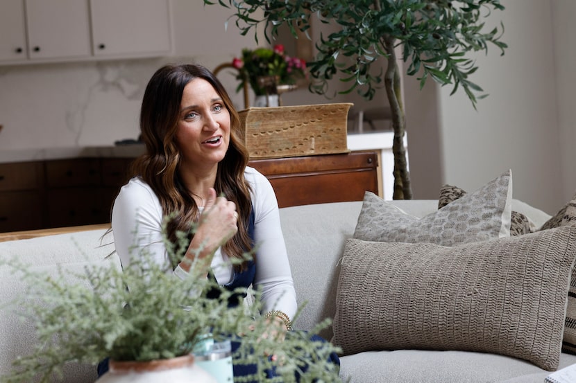 Mindy McKnight speaks to The Dallas Morning News at her house, Friday, Feb. 9, 2024, in...